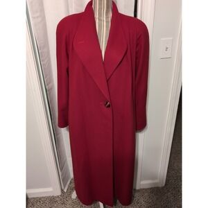 Vintage Alorna by Forstmann Women's Red 100% Wool Full Length Lined‎ Coat